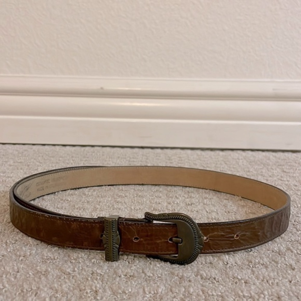 Vintage Billy Belts Brown Ostrich Genuine Leather Belt